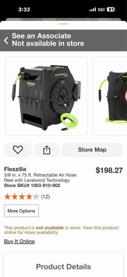 Flexzilla 3/8 in. x 75 ft. Retractable Air Hose Reel with Levelwind Technology