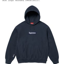 Supreme Navy Box Logo Hooded Sweatshirt (FW25) size 2XL