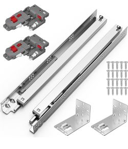 15 Inch Undermount Soft Close Drawer Slides, Full Extension 3D Locking Device, Rear Mount Brackets, Concealed Bottom Mount Rails for face Frame Cabine