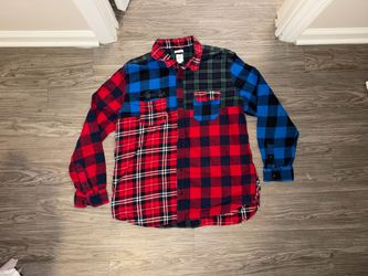 Gap Patchwork Flannel Big Shirt Button Down Shirt Men's XL