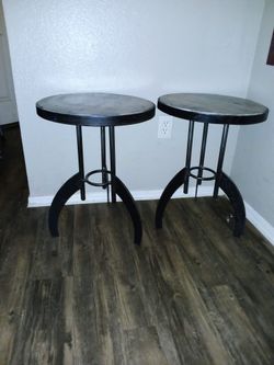 Pair Of Natural Iron Round Side Tables
