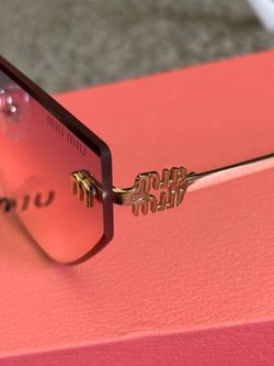 Miu Miu Rimless Pink & White Sunglasses