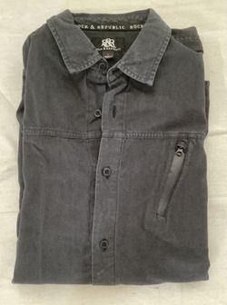Rock & Republic Shirt Mens Large Black Long Sleeve Button Up Casual Men