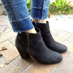 BP Nordstrom Trolley Black Ankle Boots 10 Stacked Heel