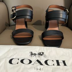 Coach Black 4 Inch Heels With Ankle Strap Size 11 only used 1 time