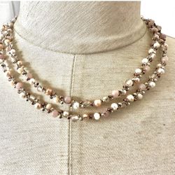Nakamol Pearl And Rose Quartz Necklace 