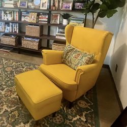 Yellow Ikea Strandmon Chair And Ottoman