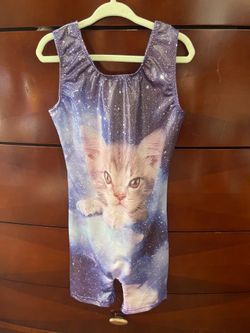 gymnastics leotard with cat in space