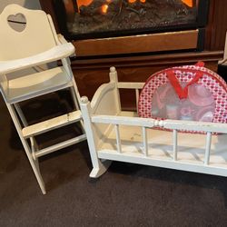 Kids Play Bassinet And High chair With Dishes And Case 