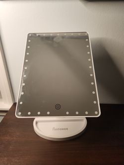 FUNTOUCH Large Lighted Vanity Makeup Mirror with Lights, Light Up Mirror with 35 LED Lights, Touch Screen Dimmable