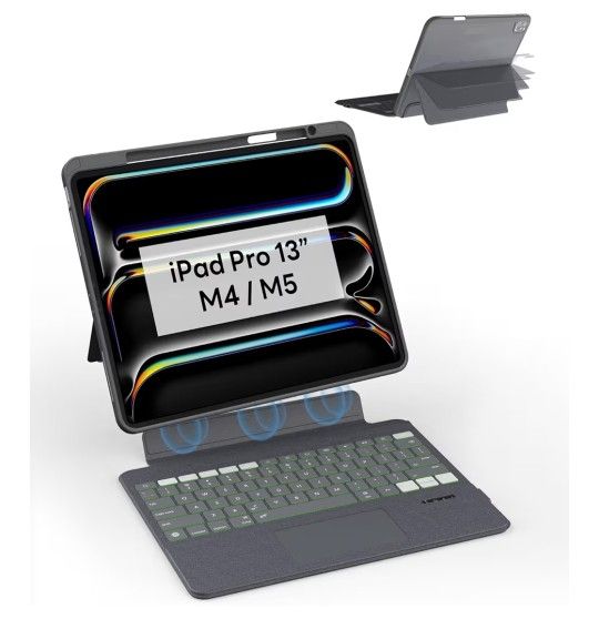 Keyboard Case for iPad Pro 13 inch M5 (2025) / M4, Magnetic Detachable Keyboard with Patented Stylus Shortcuts, Adjustable Stand, Seven-Color Back