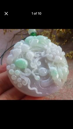 Certificate Jadeite jade Burma Myanmar Green white light lavender circle butterfly love Flower garden pendant