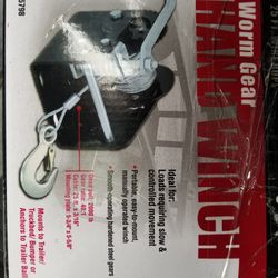 WINCH 2000 LB. HAND CRANK, 25 FT. CABLE & GRAB HOOK $40.