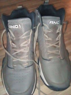 AND1 Men's Streetball High Top Athletic Sneakers Gray/Navy Basketball Shoes