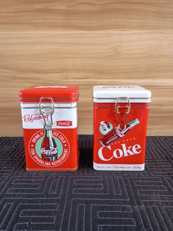 Vintage-style Coca-Cola metal tin storage containers