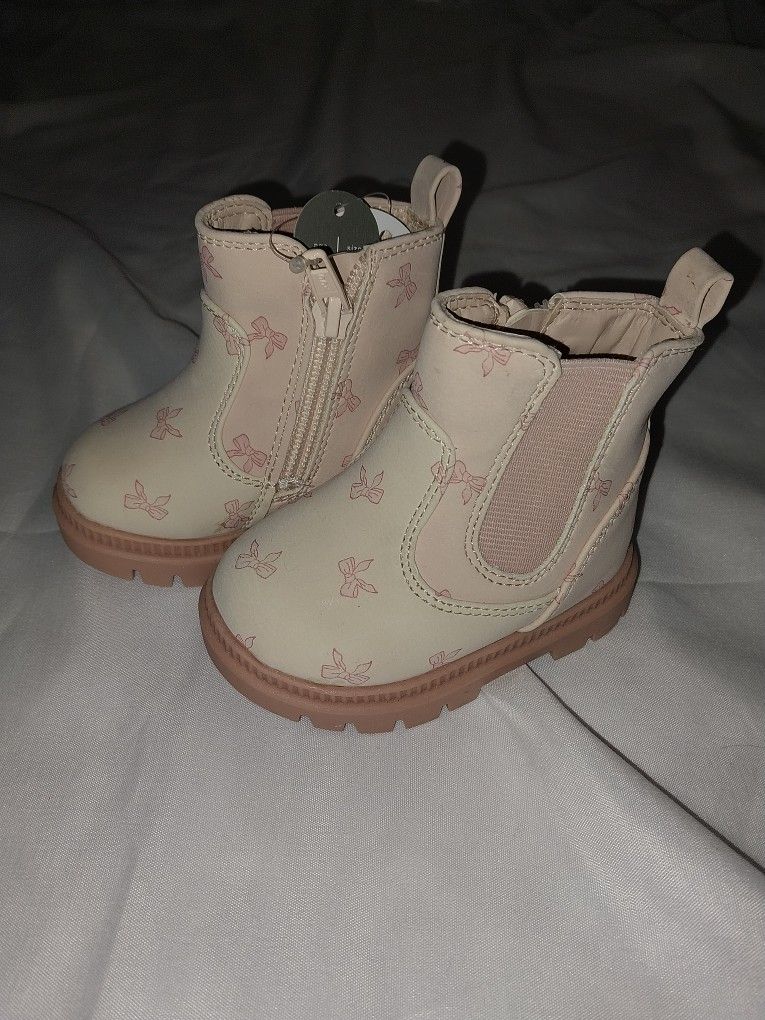 Boots Pink With Bows For Baby (Size 2)