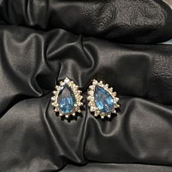 VINTAGE 14kt Rose Gold 4TCW (2Ct Each) Blue Zircon (NOT THE SAME AS CZ) Studs W Flawless Diamond Halos (ALL NATURAL STONES)