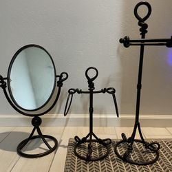 Mirror, Toilet Paper Roll And Towel Holder - $20