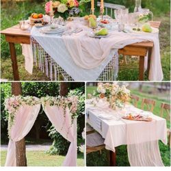 10 Pink Cheese Cloth Table Runners 10ft