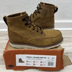 BRUNT Men Size 13 Marin Unlined Soft Toe WorkBoot Brown Waterproof Slip Resist