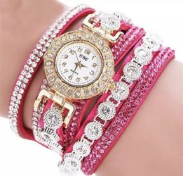 Pink infinity rhinestone watch!