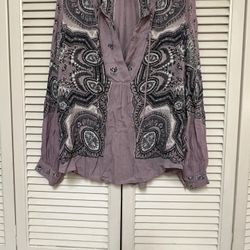 Lucky Brand Purple Paisley Long Sleeve top - Size Medium - EUC