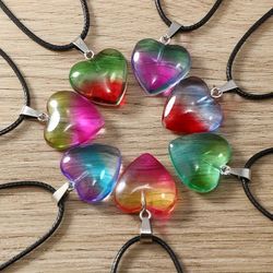 4pcs Charming Quartz Stone Heart Pendant Necklace