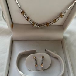 Natural Diamond Necklace & Earrings Set