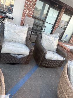 Swivel chairs and rocking chairs, brown, gray cushion color