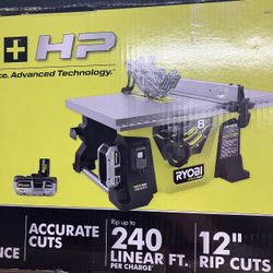 Ryobi One Plus Hp Table Saw Kit. 2 Batts And Charger Included