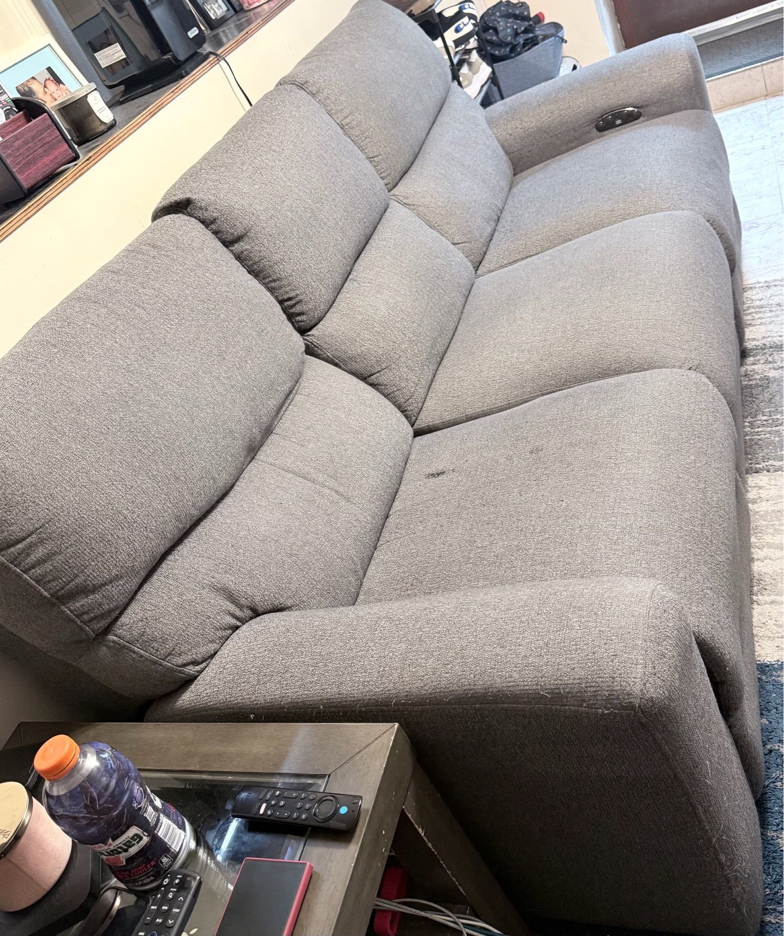 Modern farmhouse gray 86’’ electric sofa