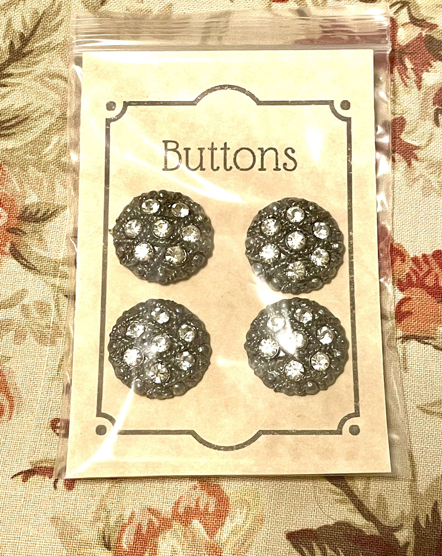 Lot Of 4 Old Metal & Glass Buttons