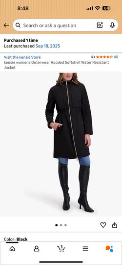 Women’s Black Rain Jacket – Kensie Brand, Size Medium