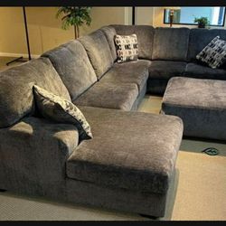 Huge Dark Contemporary U Shaped Cozy Couch Sectional☄️ Sofa Living Rom🫵 Brand New🤌 Financing Options✅