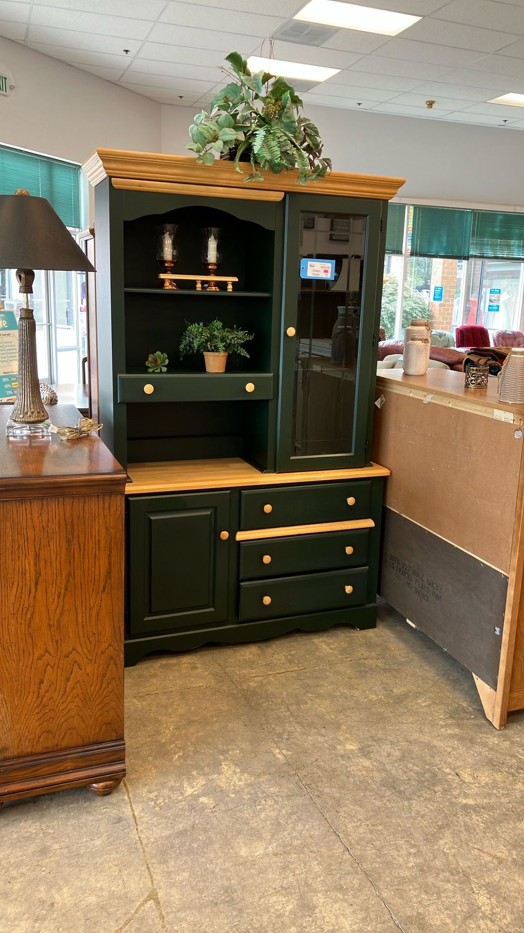 Green Pine Buffet Display Cabinet