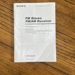 Used SONY STR-DE897 Amplifier and FM/AM Receiver Owners Instruction Manual