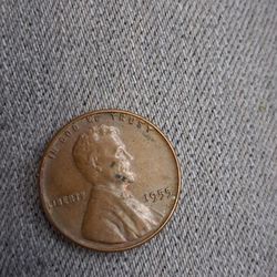 1955 No Mint Mark Wheat Penny With L On The Ridge
