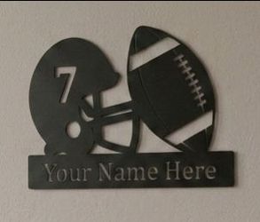 Custom High School Football player name and number on Helmet Sign