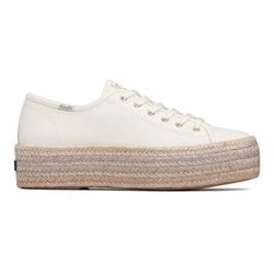 Keds Triple Up Canvas Ombre Jute Foxing Lace Up - Off White - Size 10