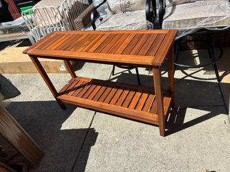 Acacia Wood Outdoor Console Table with Shelf