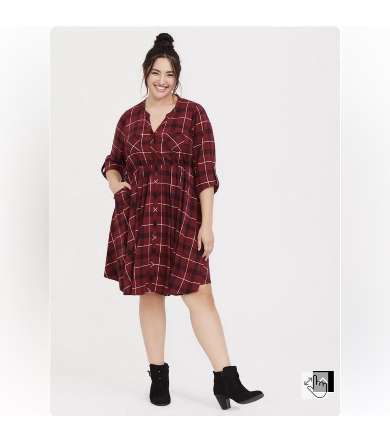 Plaid Challis Shirt Dress