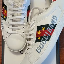 3x Worn GUCCI Calfskin Web Gucci Band Mens Ace Sneakers 9.0 White