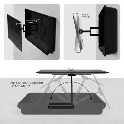 Storm Shell - Deluxe Weatherproof 44” Outdoor TV Enclosure with Full Motion TV Mount Included - Black