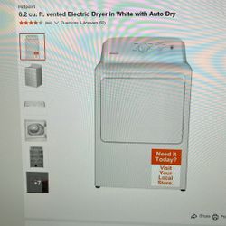 6.2 cu. Ft. Vented Electric Dryer - Free - For Parts Or Repair