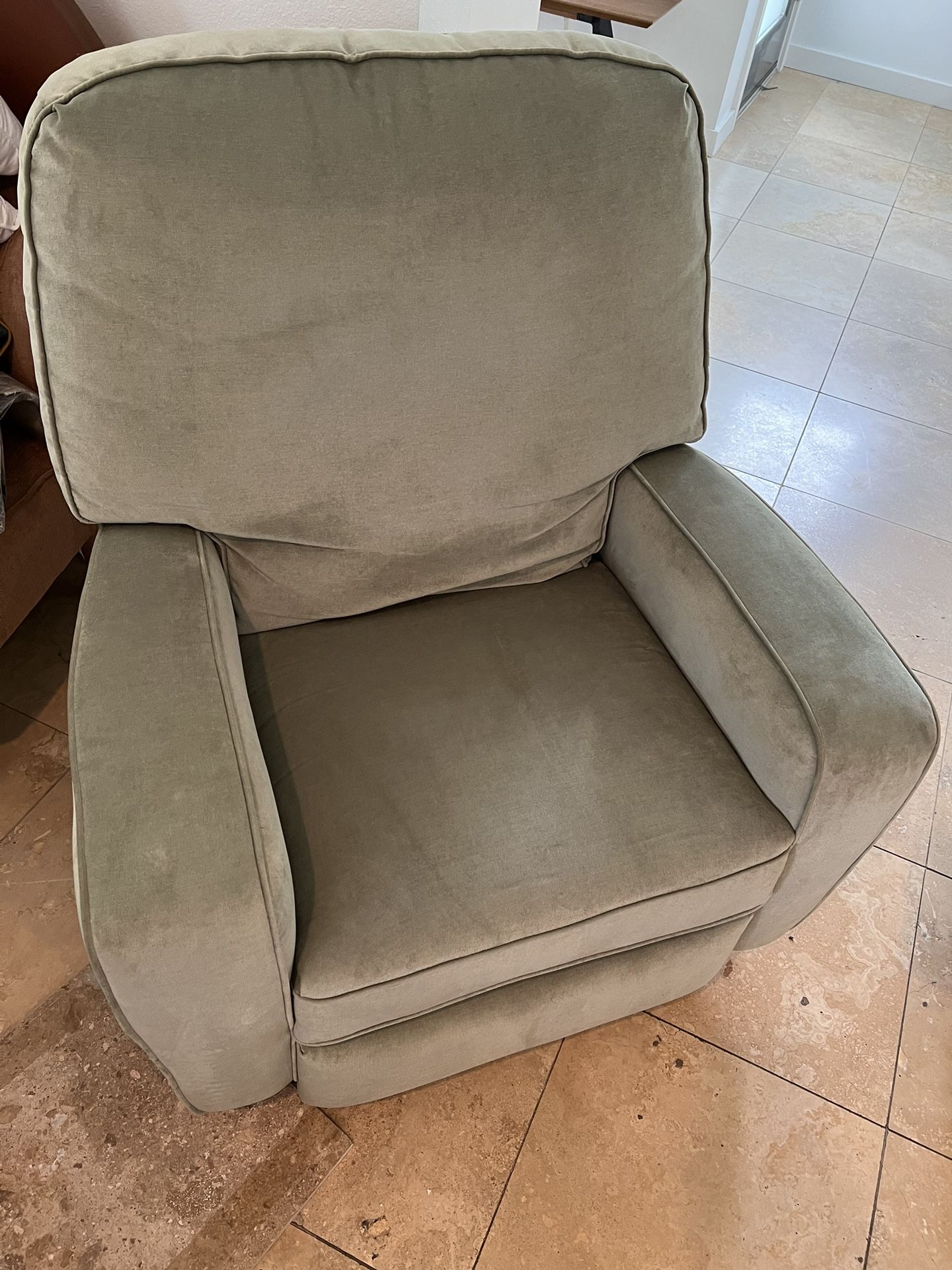 Light Green Velvet Swivel Recliner - 