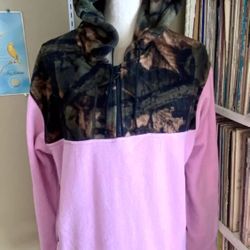 NWT Women's Trail Crest Pink Fleece Jacket Hoodie Camo Camouflage Pullover Sz L