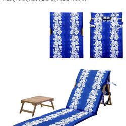 2 - Melino Chaise Lounge Beach Chairs for Adults with Table