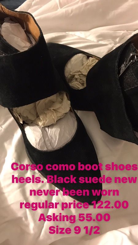 By Corso como 1 black suede boot heels and 1 Rust suede boot