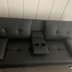 Two Leather Couch Futons