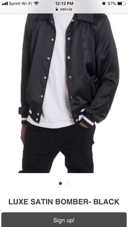 Weiv Los Angeles Black Luxe Satin Custom Bomber Jacket